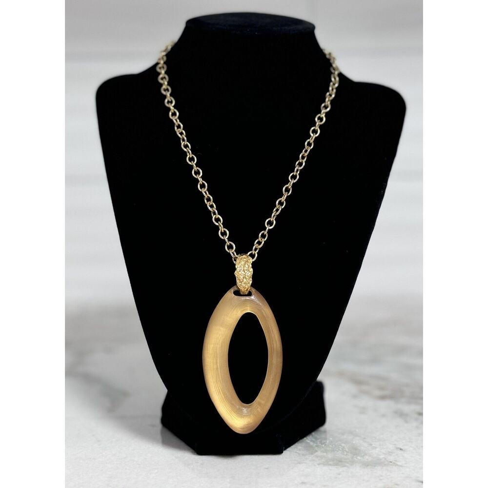 Alexis Bittar Chunky Clear Moonglow Lucite Necklace Gold Tone